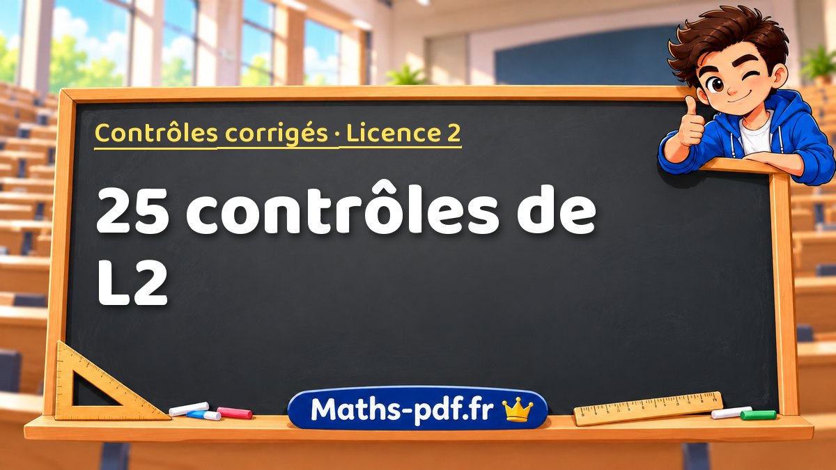 25 contrôles de L2 : cours, exercices, QCM et contrôles corrigés sur Maths-pdf.fr