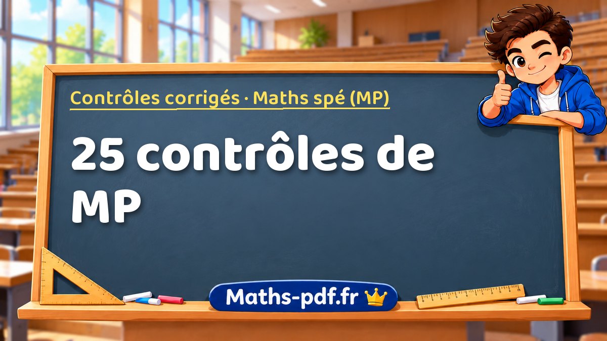 25 contrôles de MP : cours, exercices, QCM et contrôles corrigés sur Maths-pdf.fr
