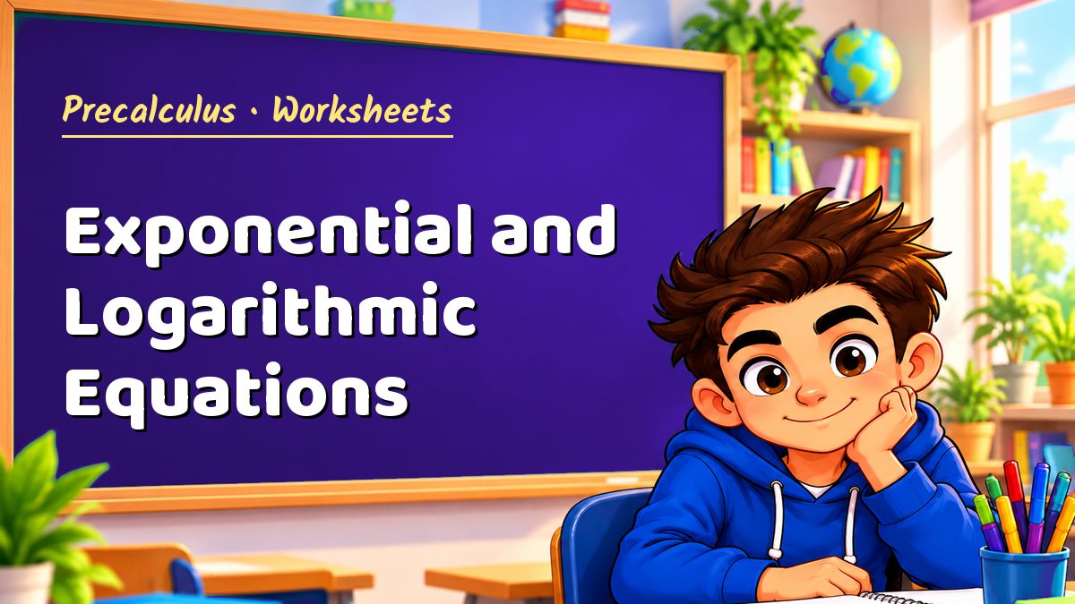 Precalculus math worksheet: Exponential and Logarithmic Equations – Maths PDF