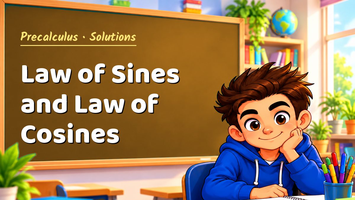 Precalculus math worksheet solutions: Law of Sines and Law of Cosines – Maths PDF
