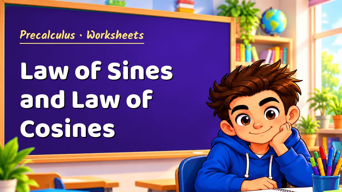 Precalculus math worksheet: Law of Sines and Law of Cosines – Maths PDF