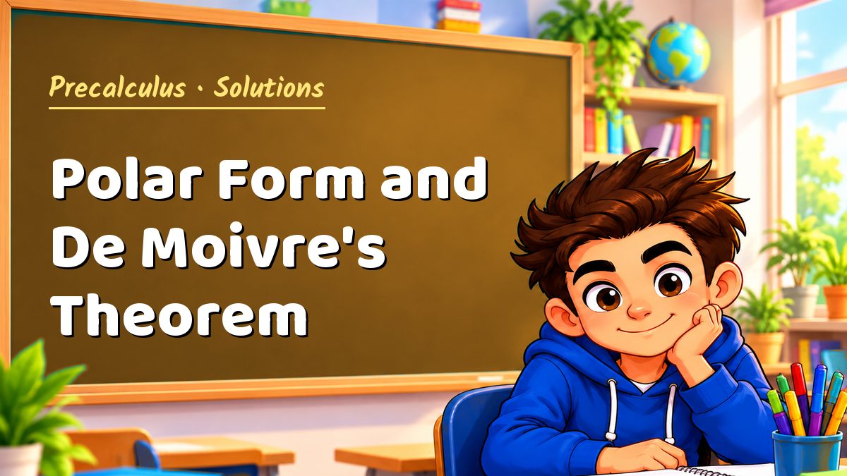 Precalculus math worksheet solutions: Polar Form and De Moivre's Theorem – Maths PDF