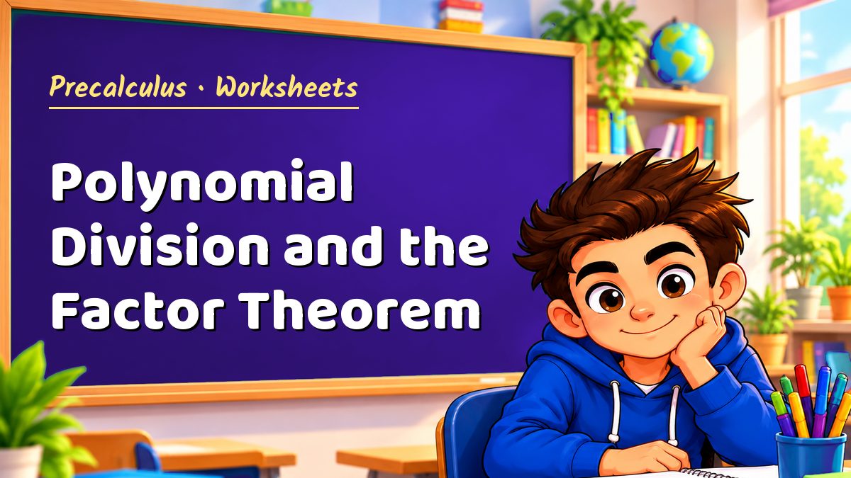 Precalculus math worksheet: Polynomial Division and the Factor Theorem – Maths PDF