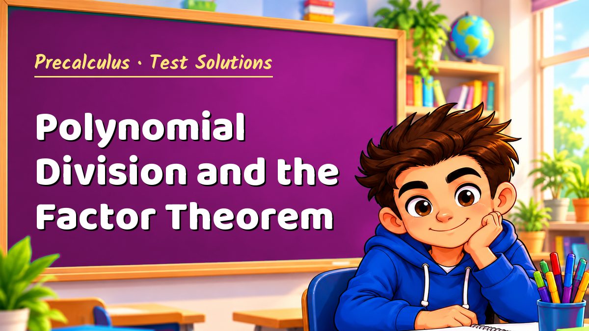 Precalculus math test solutions: Polynomial Division and the Factor Theorem – Maths PDF