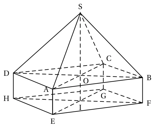 Solide formé du pavé ABCDEFGH et de la pyramide SABCD posée dessus ; O centre de la face ABCD, I centre de la face EFGH, S, O et I alignés