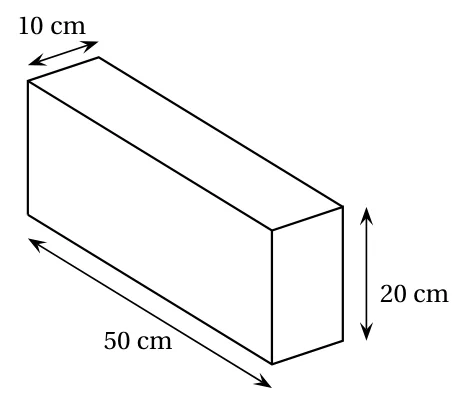 Parpaing en forme de pavé droit de dimensions 50 cm, 20 cm et 10 cm