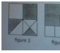 Grand carré partiellement colorié, figure 1 Grand carré partagé en parties dont certaines sont coloriées en gris, figure 1 — exercice de maths en 5ème sur les fractions