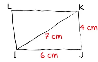 Parallélogramme IJKL à main levée Parallélogramme IJKL dessiné à main levée avec IJ = 6 cm, JK = 4 cm et la diagonale IK = 7 cm — exercice de maths en 5ème sur la construction de parallélogrammes