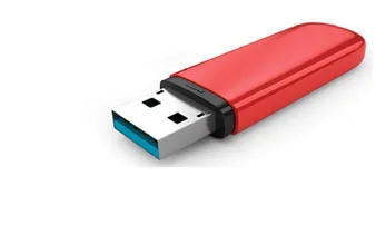 Clé USB rouge Clé USB rouge avec son connecteur bleu, capacité de 16 Go dont 85 % occupés — exercice de maths en 5ème sur la proportionnalité