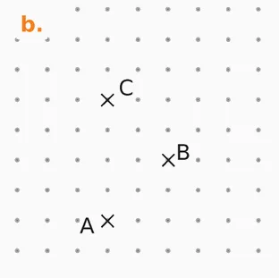 Réseau de points, cas b Réseau de points carré avec les points A, B et C, cas b — exercice de maths en 4ème sur la translation