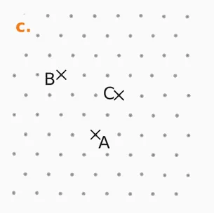 Réseau de points décalés, cas c Réseau de points décalés avec les points A, B et C, cas c — exercice de maths en 4ème sur la translation