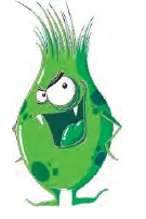 Monstre vert Monstre vert hérissé et grimaçant dessiné en haut de l'exercice — exercice de maths en 4ème sur la translation