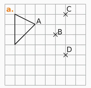 Triangle et points B, C, D, cas a Triangle sur quadrillage avec le point A et les points B, C, D, cas a — exercice de maths en 4ème sur la translation