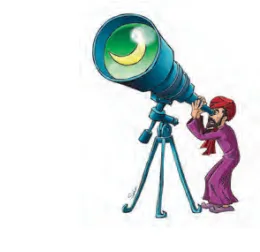 Astronome et son télescope Astronome en tenue violette observant le ciel avec un grand télescope — exercice de maths en 4ème sur les puissances et distances des planètes