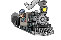 Locomotive à vapeur dessinée Locomotive à vapeur avec son conducteur et de la fumée, train reliant Marseille à Bordeaux — exercice de maths en 4ème sur la vitesse moyenne