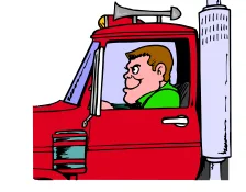 Chauffeur dans son camion rouge Chauffeur de camion en chemise verte dans la cabine d’un camion rouge — exercice de maths en 4ème sur la vitesse moyenne