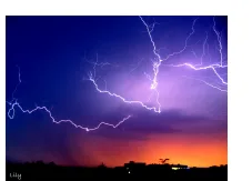 Éclairs dans un ciel d’orage Éclairs violets dans un ciel d’orage au-dessus d’un horizon orangé — exercice de maths en 4ème sur la proportionnalité