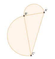 Figure orange A'B'C' Figure orange image par rotation avec les points A', B' et C' — exercice de maths en 4ème sur la rotation