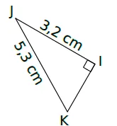 Triangle IJK rectangle en I Triangle IJK rectangle en I avec IJ = 3,2 cm et JK = 5,3 cm — exercice de maths en 3ème de trigonométrie