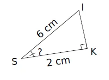 Triangle SIK rectangle en K Triangle SIK rectangle en K avec SI = 6 cm et SK = 2 cm, angle en S à calculer — exercice de maths en 3ème de trigonométrie
