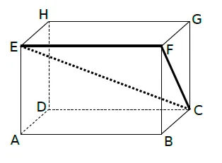 Parallélépipède rectangle ABCDEFGH Parallélépipède rectangle ABCDEFGH avec le triangle EFC tracé en gras — exercice de maths en 3ème de trigonométrie dans l'espace