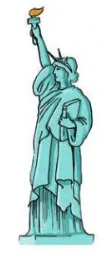 Statue de la Liberté Statue de la Liberté verte tenant sa torche et sa tablette — exercice de maths en 3ème sur la trigonométrie