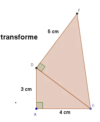 Figure initiale ABFD Figure ABFD avec angles droits en A et en D, AB = 4 cm, AD = 3 cm et DF = 5 cm — exercice de maths en 3ème sur les homothéties