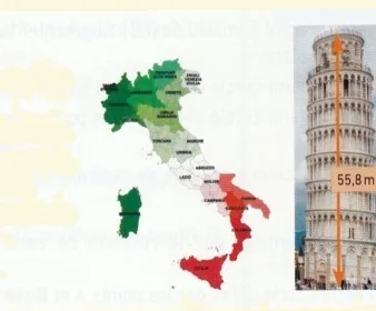 Carte de l'Italie Carte de l'Italie avec ses régions colorées dont la Toscane — exercice de maths en 3ème sur les homothéties