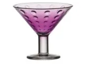 Verre conique à pied violet Verre conique à pied de couleur violette pour coupe de glace de hauteur 8 cm et rayon 6 cm — exercice de maths en 3ème sur les sections de solides et volumes