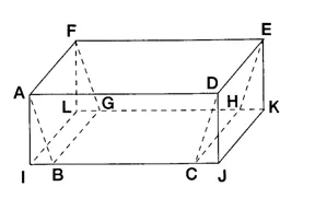 Pavé droit et prisme à base trapèze Pavé droit ADEFIJKL en perspective avec le prisme droit à base trapèze isocèle ABCD à extraire — exercice de maths en 3ème sur les sections de solides et volumes