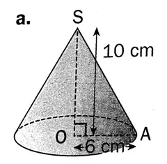 Cône de hauteur 10 cm Cône de révolution de sommet S, hauteur SO = 10 cm et rayon de base OA = 6 cm — exercice de maths en 3ème sur les sections de solides et volumes