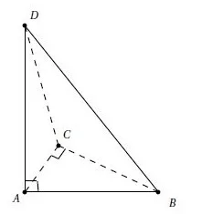 Prisme droit ABCD rectangle en C Prisme droit à base triangle ABC rectangle en C avec CB = 5 cm, CA = 4 cm et arête AD = 7 cm — exercice de maths en 3ème sur les sections de solides et volumes
