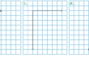 Quadrillage c : rectangle Quadrillage c avec deux côtés perpendiculaires tracés, à compléter pour obtenir un rectangle — exercice de maths en CM1 sur la construction de figures et rectangles sur quadrillage