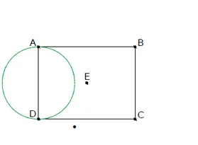 Cercle de diamètre AD Rectangle ABCD de centre E avec un cercle vert de diamètre le côté AD — exercice de maths en CM1 sur la construction de figures