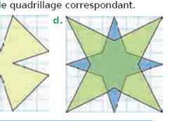 Étoile verte quadrillée Étoile verte à six branches avec pointes bleues sur un quadrillage à agrandir par 2 — exercice de maths en CM1 sur la construction de figures et l'agrandissement