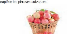 Panier de pommes rouges Panier en osier rempli de pommes rouges — exercice de maths en CM1 sur la proportionnalité, calories et jus de pomme