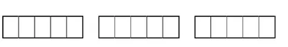 Rectangles en cinquièmes Trois rectangles divisés en cinq parts à colorier pour la fraction neuf cinquièmes — exercice de maths en CM2 sur les fractions