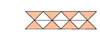 Frise de triangles colorés Frise de triangles alternés orange et blancs formant une bande — exercice de maths en CM2 sur les fractions de figures