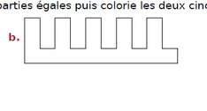 Créneaux à partager en cinq Bande en créneaux à cinq dents à partager en cinq parties égales — exercice de maths en CM2 sur les cinquièmes