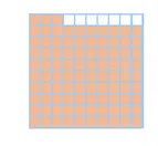 Carré de cent cases, figure d Carré quadrillé de cent cases presque entièrement colorées en orange — exercice de maths en CM2 sur les fractions décimales, figure d