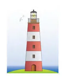 Phare rouge et blanc Phare rayé de rouge et de blanc sur une pelouse au bord de la mer — exercice de maths en CM2 sur la gestion de données et les tarifs