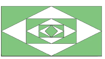 Rectangles et losanges emboîtés Rectangles et losanges verts et blancs emboîtés les uns dans les autres, à reproduire — exercice de maths en CM2 sur les figures et constructions