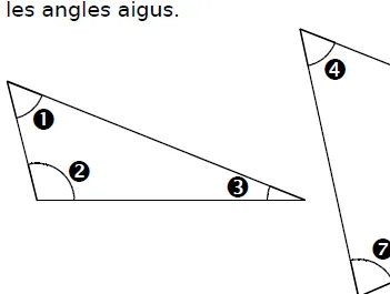 Triangle aux angles 1 à 3 Triangle dont les trois angles sont numérotés de 1 à 3, à colorier selon leur type — exercice de maths en CM2 sur les angles