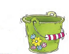 Seau vert, 10 L d'eau Un seau vert décoré de fleurs, pour 10 L d'eau — exercice de maths en CM2 sur la résolution de problèmes