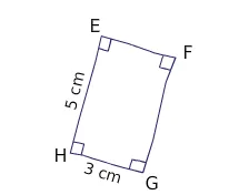 Rectangle EFGH Rectangle EFGH tracé à main levée avec EH = 5 cm et HG = 3 cm — exercice de maths en 6ème sur les polygones et les constructions