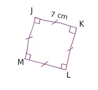 Quadrilatère JKLM Quadrilatère JKLM tracé à main levée avec JK = 7 cm et angles droits codés — exercice de maths en 6ème sur les polygones et les constructions