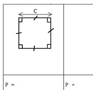 Carré de côté C Carré de côté C codé avec quatre angles droits — exercice de maths en 6ème sur la formule du périmètre du carré