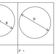 Cercle de diamètre D Cercle de diamètre D avec flèche traversant le cercle — exercice de maths en 6ème sur le périmètre d'un cercle