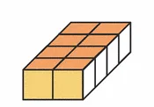 Début de pavé droit Début de pavé droit en petits cubes orange à compléter — exercice de maths en 6ème sur le volume et la hauteur d'un pavé