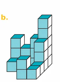 Solide b en cubes Solide b empilement de cubes bleu turquoise à dénombrer — exercice de maths en 6ème sur le volume en unités de volume